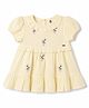 Toffyhouse Interlock Knit Half Sleeves Frock With Floral Embroidery - Lemon