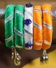 Kamule Set Of 5 Republic Day Theme Thread Work & Ghungroo Beads Detailed Bangles - Orange White & Green