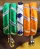 Kamule Set Of 5 Republic Day Theme Thread Work & Ghungroo Beads Detailed Bangles - Orange White & Green