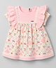 Toffyhouse Muslin Woven Half Sleeves Frock With Floral Print - Pink