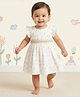 ToffyHouse Muslin Woven Sleeveless Smocked Dress with Floral Print - Off White
