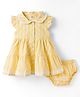 ToffyHouse Interlock Knit Sleeveless Striped Frock With Bloomer - Yellow