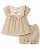 ToffyHouse Woven Frocks with Bloomer/Short Half Sleeves Embroidered BEIGE 3-6 Months
