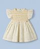 ToffyHouse Cotton Interlock Knit Frill Sleeves Smocked Frock with Bees Print- Lemon