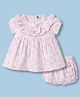 ToffyHouse Cotton Woven Frocks with Bloomer/Short Half Sleeves Floral Print PINK 1-3 Months