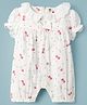 ToffyHouse Muslin Knit Half Puffed Sleeves Romper with Cherry Print & Bow Applique - White