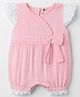 ToffyHouse Muslin Knit Half Sleeves Romper With Lace Detailing - Pink