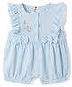 ToffyHouse Interlock Knit Ruffle Sleeves Romper With Floral Embroidery - Blue