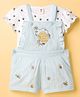 ToffyHouse Interlock Knit Dungaree & T-Shirt With Bee Print - Blue