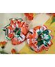 Kamule Set Of 2 Republic Day Theme Striped Satin Scrunchies - Orange White & Green