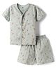 Zero Knitted Half Sleeves Co-ords T-Shirt & Shorts Night Suit with Helicopter Print - Aqua Blue
