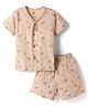 Zero Knitted Half Sleeves Co-ords T-Shirt & Shorts Night Suit with Helicopter Print - Ivory