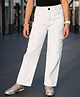 Pine Kids Denim Woven Full Length Solid Jeans With Cargo Pockets - White