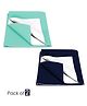 Baby Moo Plain Changeable Dry Sheet Water-resistant Bed Protector Pack Of 2 - Sea Green, Navy Blue