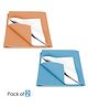 Baby Moo Plain Changeable Dry Sheet Water-resistant Bed Protector Pack Of 2 - Orange, Blue