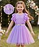 Hola Bonita Knit Half Sleeves Solid Color Dress with Belt & Frill Detailing - Lavender