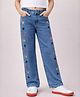 Nino Togs Denim Woven Hearts Embroidered Mild Washed Jeans - Medium Blue