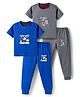 Kidi Wav Pack Of 2 Half Sleeves Animals In Vehicles Printed Tee & Joggers Set - Multi Colour