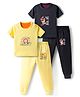 Kidi Wav Pack Of 2 Half Sleeves Animals In Vehicles Printed Tee & Joggers Set - Multi Colour