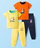 Kidi Wav Pack Of 2 Half Sleeves Animals In Cars Printed Tee & Joggers Set - Multi Colour