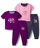 Kidi Wav Pack Of 4 Half Sleeves Bear & Butterfly Printed Tee & Joggers Set - Multi Colour