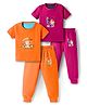 Kidi Wav Pack Of 2 Half Sleeves Animals In Vehicles Printed Tee & Joggers Set - Multi Colour