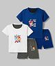 Kidi Wav Pack Of 2 Half Sleeves Animals Printed Tee & Shorts Set - Multi Colour