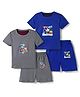 Kidi Wav Pack Of 2 Half Sleeves Animals Printed Tee & Shorts Set - Multi Colour