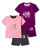 Kidi Wav Pack Of 2 Half Sleeves Bear & Butterfly Printed Tee & Shorts Set - Multi Colour