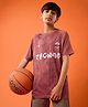 Technosport Knit Half Sleeves Abstract & Typography Text Printed Tee - Orange