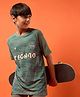 Technosport Knit Half Sleeves Abstract & Typography Printed Tee - Green