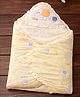 The little lookers Cotton Premium Hooded Sleeveless Printed Baby Wrapper Yellow