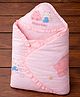 The little lookers Cotton Premium Hooded Sleeveless Printed Baby Wrapper LightPink
