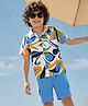 OLLINGTON ST. Cotton Knit Half Sleeves Printed Shirt & Shorts Set - Multicolour & Blue