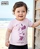 Babyoye Disney Single Jersey Knit Half Sleeves T-Shirt With Minnie Mouse Graphics Foil Print & Badge Detailing - Pink