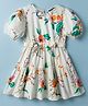 Pine Kids 100% Cotton Woven Half Sleeves Floral Printed Frock With Belt - Multicolour