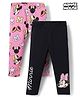 Babyhug Disney Lycra Knit Full Length Leggings With Minnie Mouse Graphics Pack of 2 - Multicolor