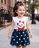 Babyhug Disney 100% Cotton Knit Sleeveless Frock With Marie Graphic & Mesh Detailing - Multicolor
