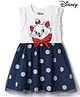 Babyhug Disney 100% Cotton Knit Sleeveless Frock With Marie Graphic & Mesh Detailing - Multicolor