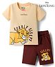 Babyhug Disney Single Jersey Knt Half Sleeves Shorts Night Suit with Lion King Graphics - Multicolour