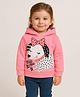 Little Marine Fleece Knit Full Sleeves Animal Printed Light Winter Hooded Sweatshirt - Light Pink