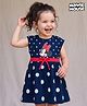 Babyhug Disney Single Jersey Knit Sleeveless Frock With Polka Dots & Minnie Mouse Graphics - Navy Blue