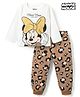 Babyhug Disney Single Jersey Knit Full Sleeves T-Shirt & Joggers Night Suit With Minnie Mouse Graphics - Multicolor