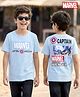 Pine Kids Marvel Single Jersey Knit Half Sleeves T-Shirt with Front & Back Avengers Graphic - Light Blue