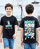 Pine Kids Disney 100% Cotton Knit Half Sleeves T-Shirt With Mickey Mouse Front & Back Print - Black