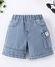 Mark & Mia Cotton Washed Shorts with Pocket -  Blue