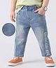 Mark & Mia Cotton Full Length Distressed Washed Jeans - Blue