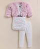 NUTTY BUTTY Fur Knit Full Sleeves Abstract Designed Sequins Embellished Winter Dress With Leggings & Jacket - Peach