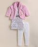 NUTTY BUTTY Fur Knit Full Sleeves Abstract Designed Sequins Embellished Winter Dress With Leggings Jacket & Bag - Pink