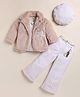 NUTTY BUTTY Fur Knit Full Sleeves Dots Printed Winter Top With Palazzo Jacket & Cap - White